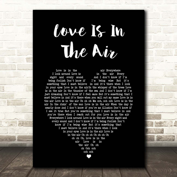 John Paul Young Love Is In The Air Black Heart Song Lyric Print