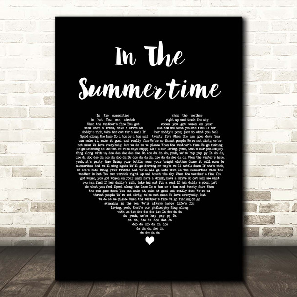 Mungo Jerry In The Summertime Black Heart Song Lyric Print