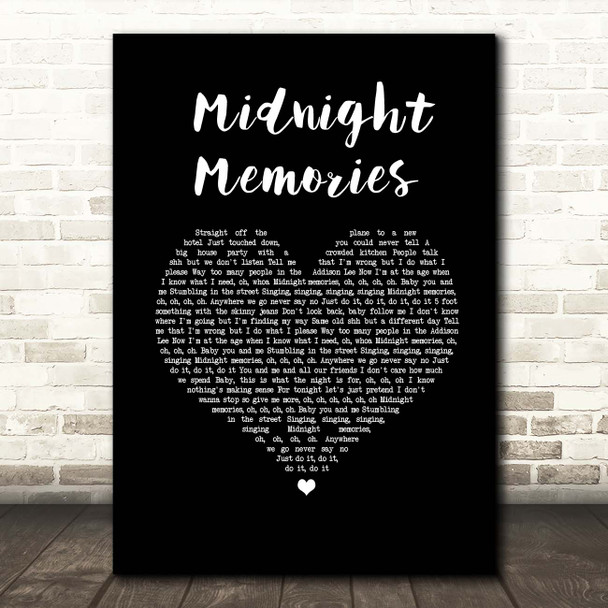 One Direction Midnight Memories Black Heart Song Lyric Print