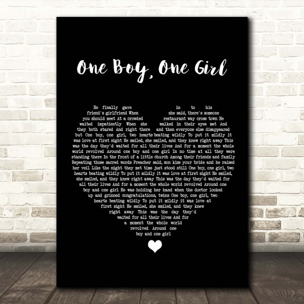 Collin Raye One Boy, One Girl Black Heart Song Lyric Print