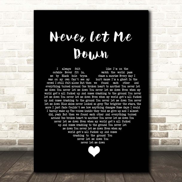 Darren Styles Never Let Me Down Black Heart Song Lyric Print