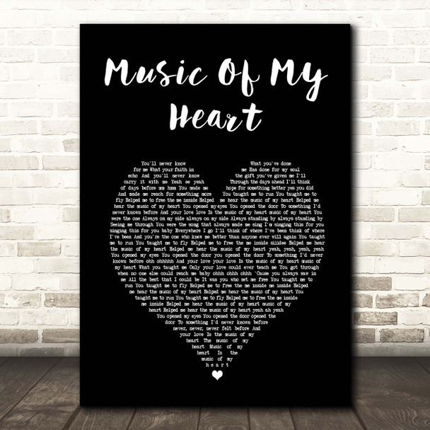 Gloria Estefan & 'N Sync Music Of My Heart Black Heart Song Lyric Print