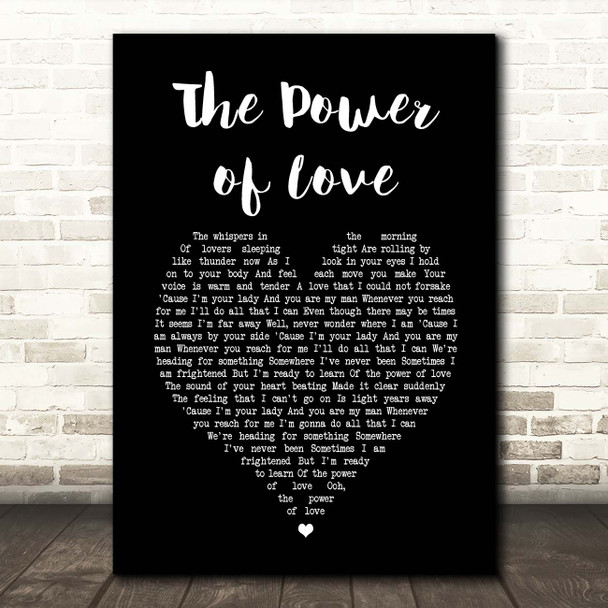 Jennifer Rush The Power of Love Black Heart Song Lyric Print