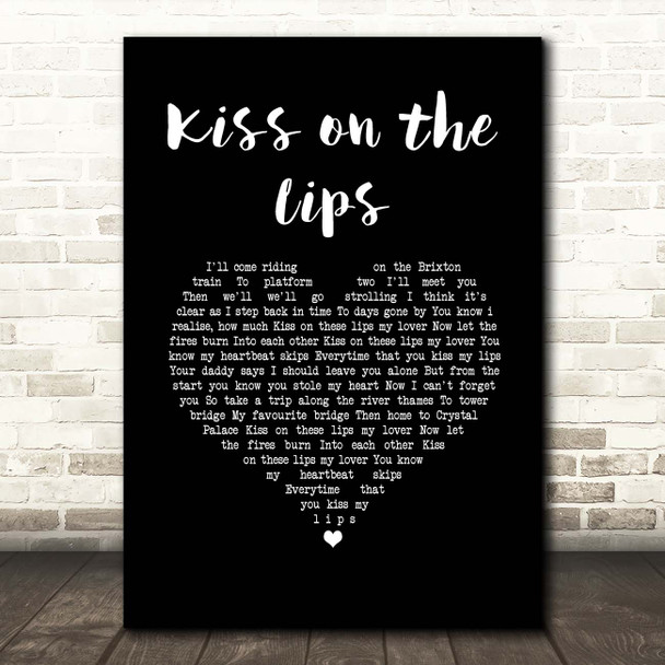 The Dualers Kiss on the Lips Black Heart Song Lyric Print