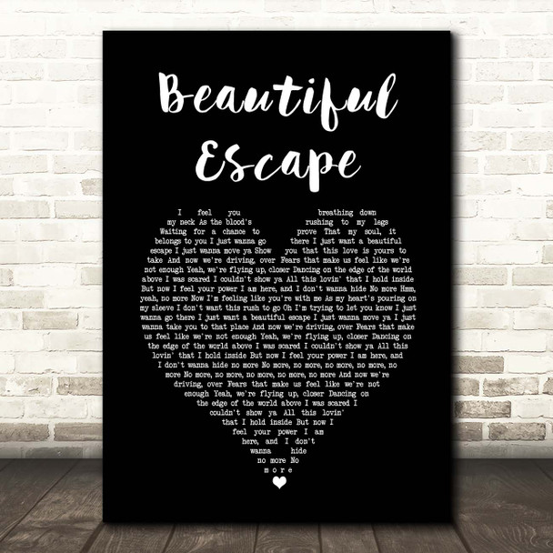 Tom Misch Beautiful Escape Black Heart Song Lyric Print