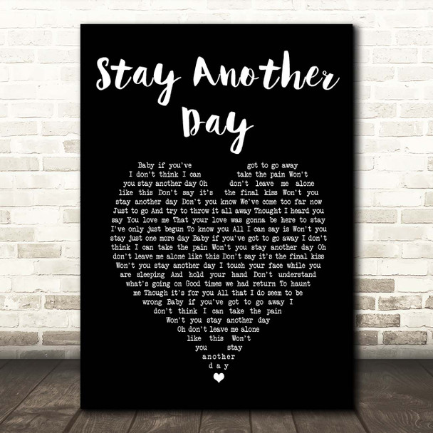 East 17 Stay Another Day Black Heart Song Lyric Print