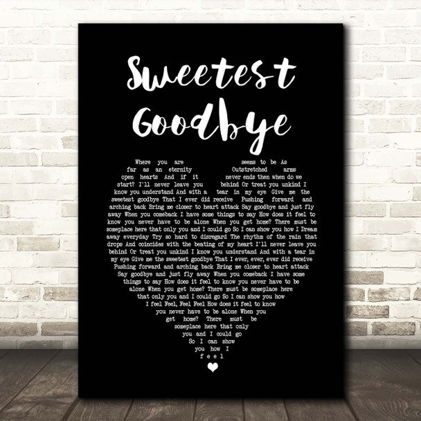 Maroon 5 Sweetest Goodbye Black Heart Song Lyric Print