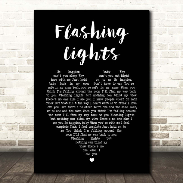 Roadtrip Flashing Lights Black Heart Song Lyric Print
