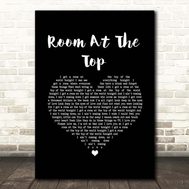 Tom Petty And The Heartbreakers Room At The Top Black Heart Song Lyric Print