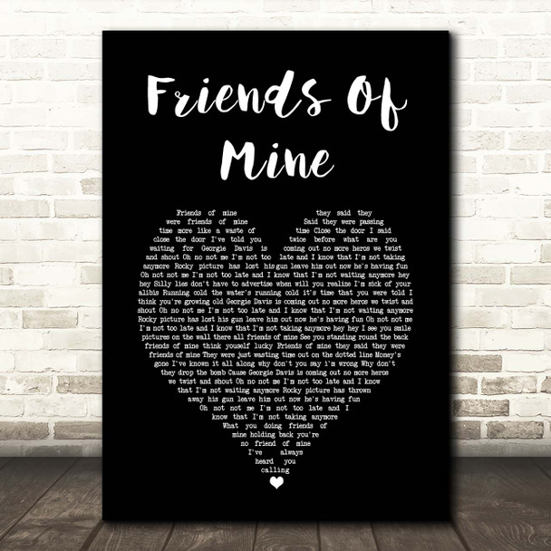 Duran Duran Friends Of Mine Black Heart Song Lyric Print