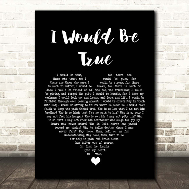 Howard A Walter I Would Be True Black Heart Song Lyric Print