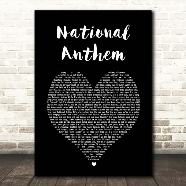 Lana Del Rey National Anthem Black Heart Song Lyric Print