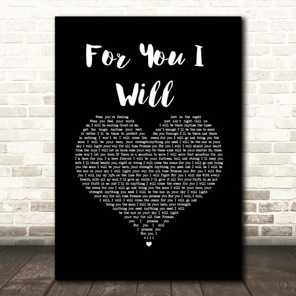 Monica For You I Will Black Heart Song Lyric Print