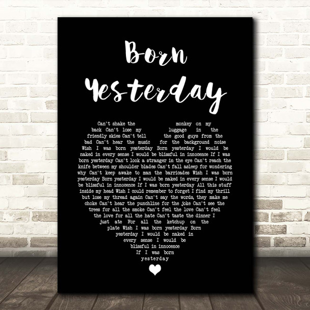 Nik Kershaw Born Yesterday Black Heart Song Lyric Print