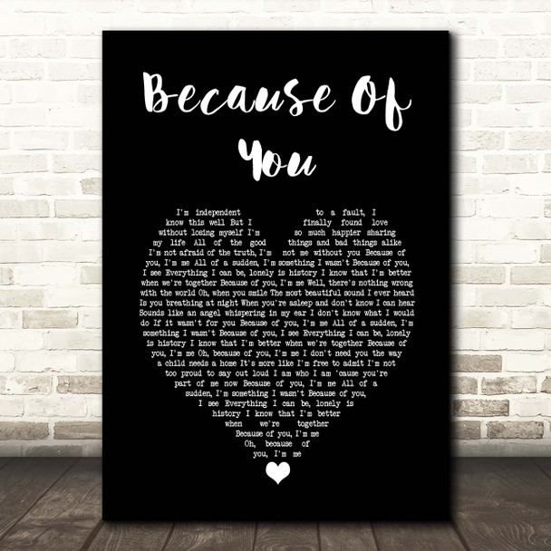 Shania Twain Because Of You Black Heart Song Lyric Print