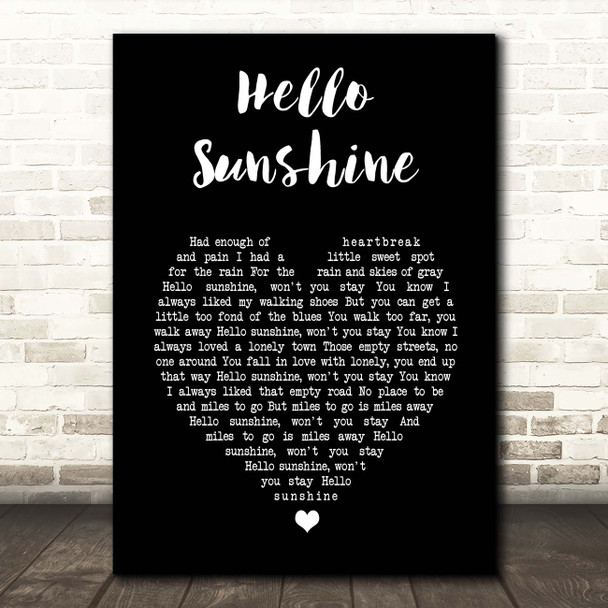 Bruce Springsteen Hello Sunshine Black Heart Song Lyric Print
