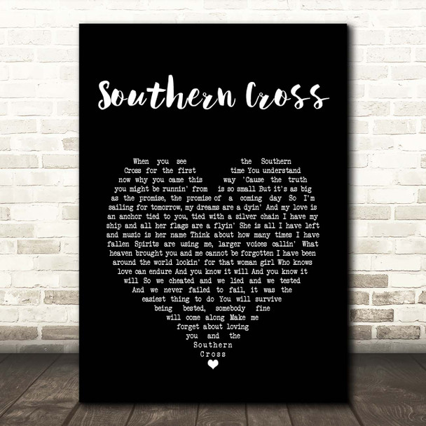 Crosby, Stills & Nash Southern Cross Black Heart Song Lyric Print