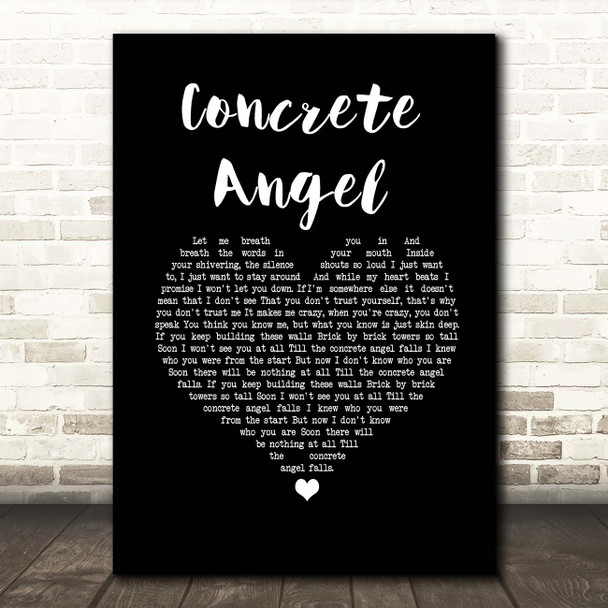 Gareth Emery feat. Christina Novelli Concrete Angel Black Heart Song Lyric Print