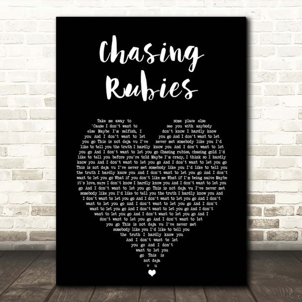 Hudson Taylor Chasing Rubies Black Heart Song Lyric Print