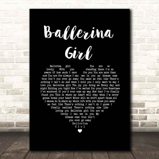 Lionel Richie Ballerina Girl Black Heart Song Lyric Print