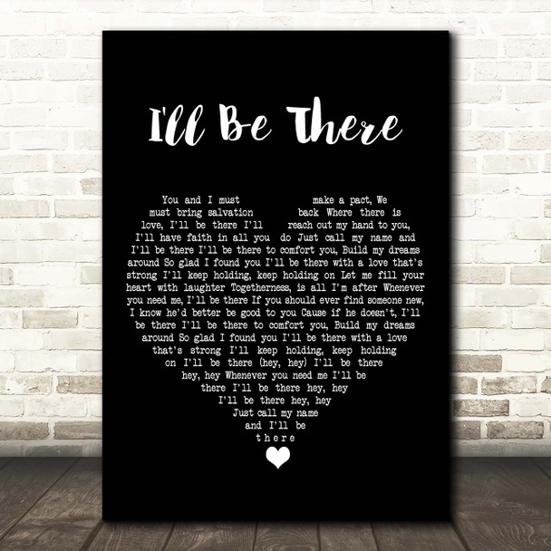 The Jackson 5 I'll Be There Black Heart Song Lyric Print