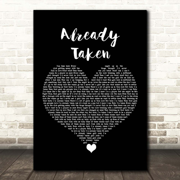 Trey Songz Already Taken Black Heart Song Lyric Print