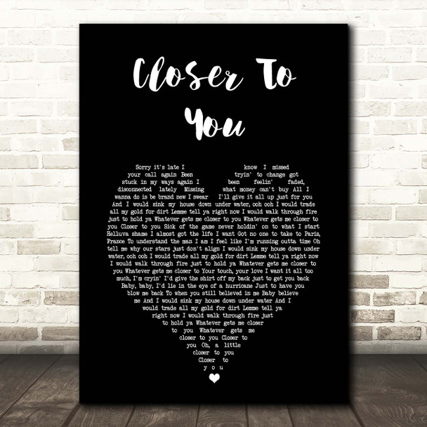 Adam Lambert Closer To You Black Heart Song Lyric Print