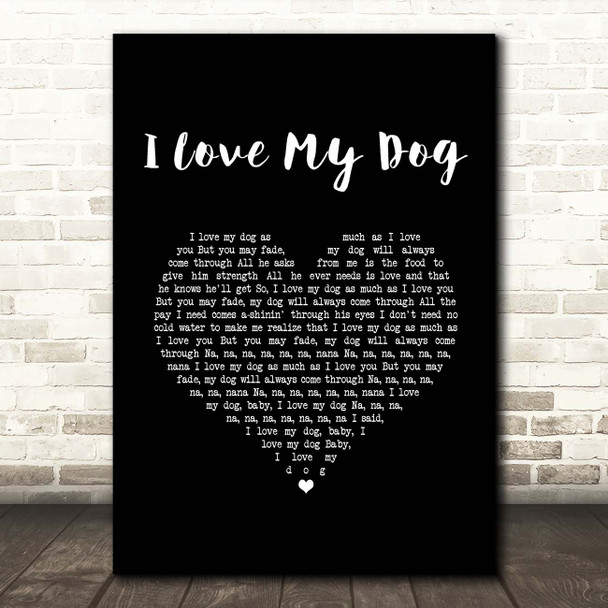 Cat Stevens I Love My Dog Black Heart Song Lyric Print