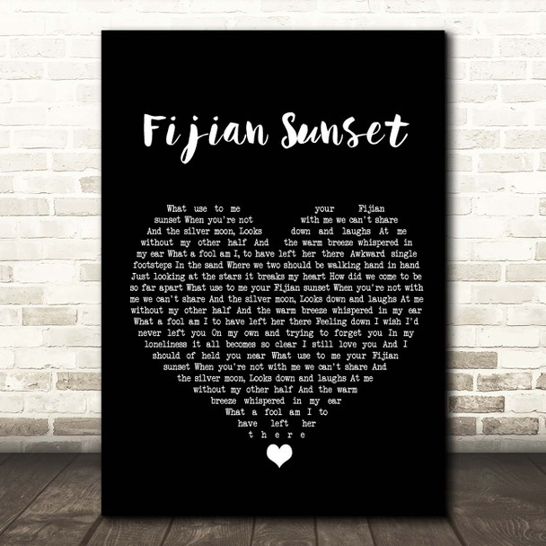 Ali Campbell Fijian Sunset Black Heart Song Lyric Print