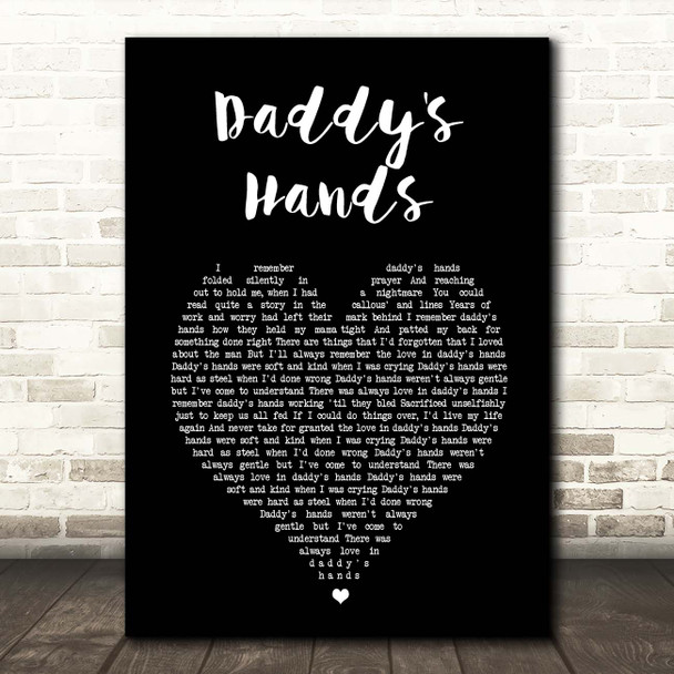 Holly Dunn Daddy's Hands Black Heart Song Lyric Print