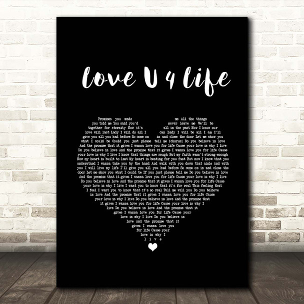 Jodeci Love U 4 Life Black Heart Song Lyric Print