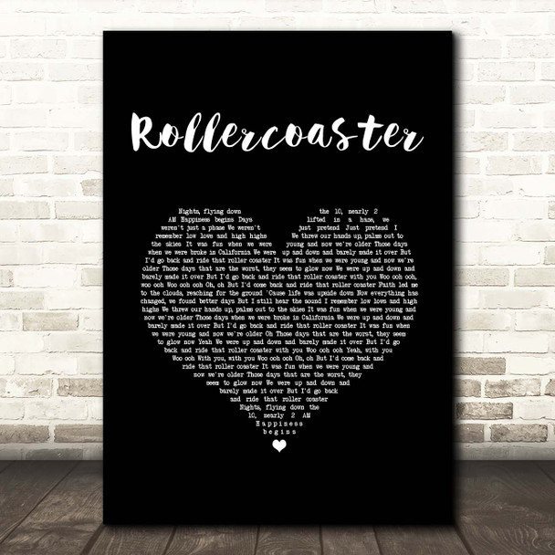 Jonas Brothers Rollercoaster Black Heart Song Lyric Print