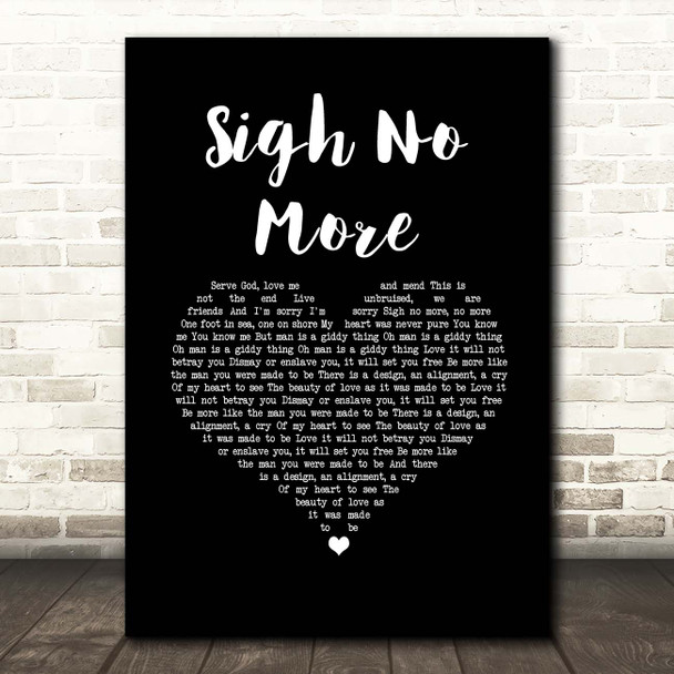 Mumford & Sons Sigh No More Black Heart Song Lyric Print