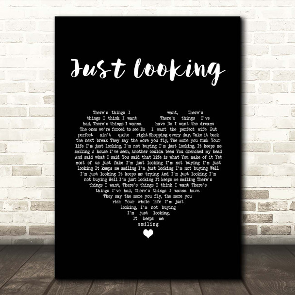 Stereophonics Just Looking Black Heart Song Lyric Print