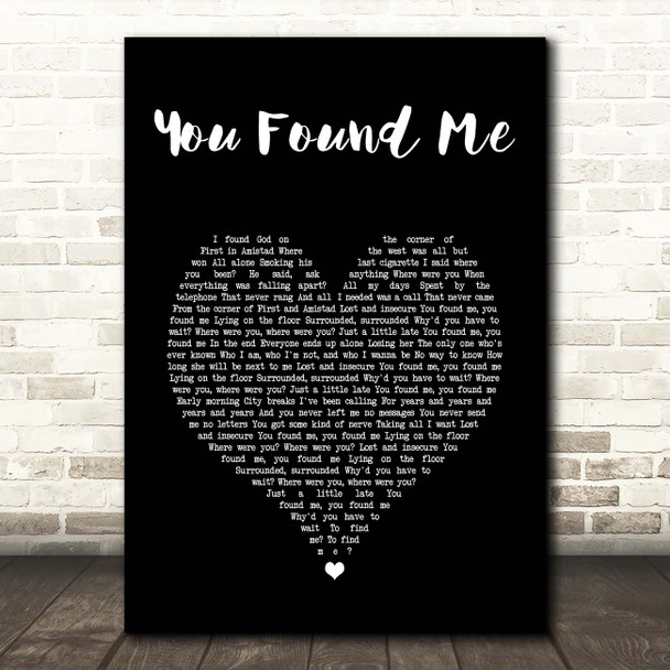 The Fray You Found Me Black Heart Song Lyric Print
