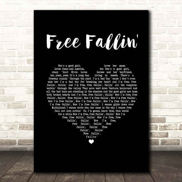 Tom Petty Free Fallin' Black Heart Song Lyric Print