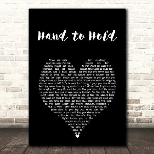 Caleb and Kelsey Hand to Hold Black Heart Song Lyric Print