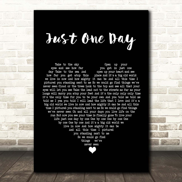 Mighty Oaks Just One Day Black Heart Song Lyric Print