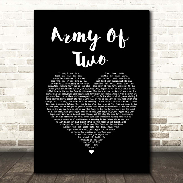 Olly Murs Army Of Two Black Heart Song Lyric Print