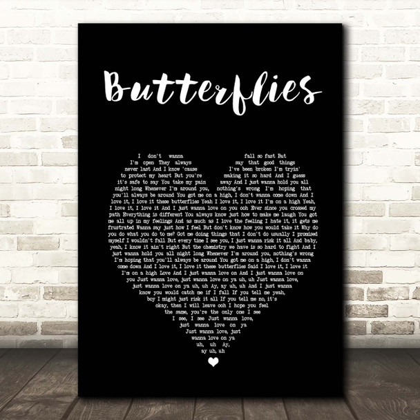 Queen Naija Butterflies Black Heart Song Lyric Print