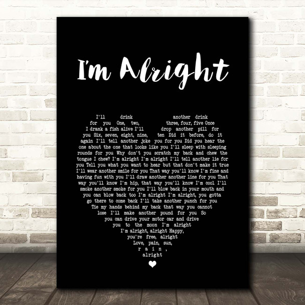 Stereophonics Im Alright Black Heart Song Lyric Print