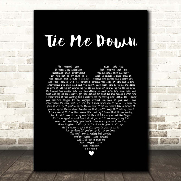 Taylor Ray Holbrook Tie Me Down Black Heart Song Lyric Print