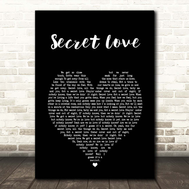Hunter Hayes Secret Love Black Heart Song Lyric Print