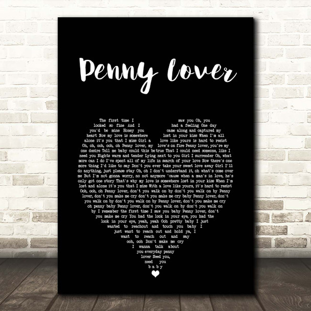 Lionel Richie Penny Lover Black Heart Song Lyric Print