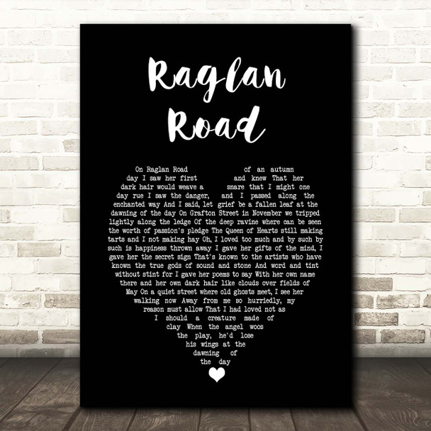 Luke Kelly Raglan Road Black Heart Song Lyric Print
