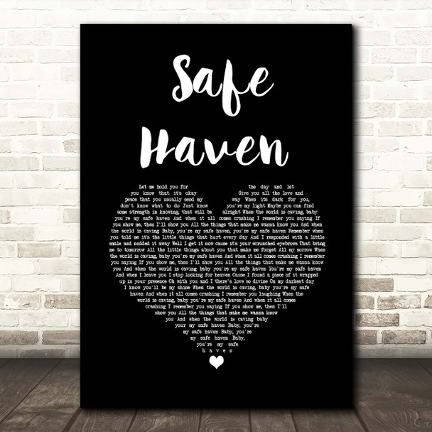 Ruth B Safe Haven Black Heart Song Lyric Print