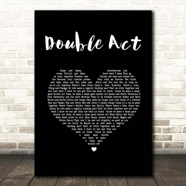 Scouting For Girls Double Act Black Heart Song Lyric Print