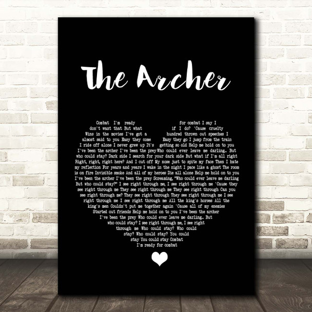 Taylor Swift The Archer Black Heart Song Lyric Print