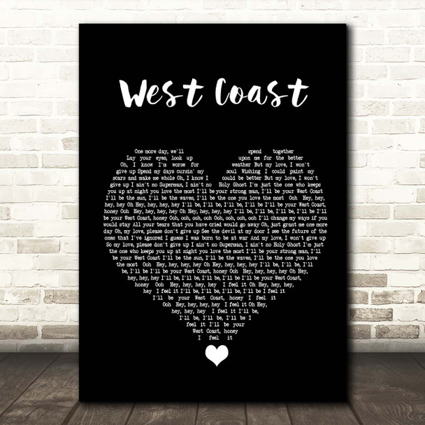 Imagine Dragons West Coast Black Heart Song Lyric Print