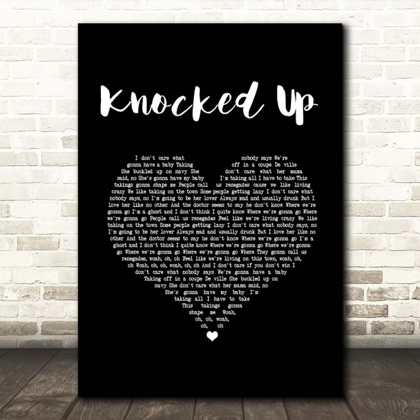 Kings Of Leon Knocked Up Black Heart Song Lyric Print